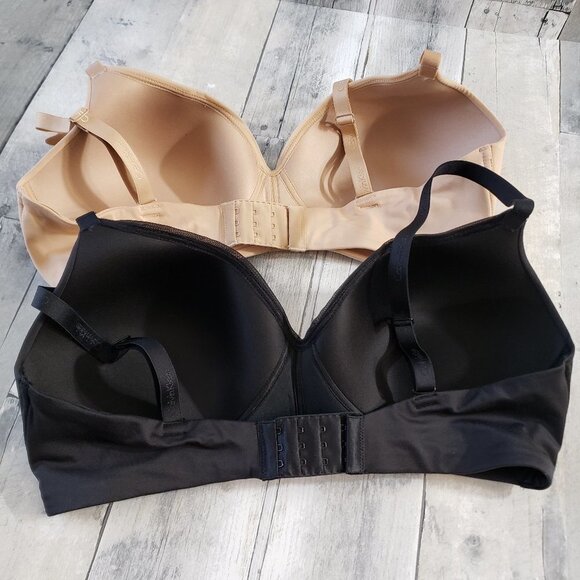 NWT - (Set of 2 nude & black) Calvin Klein Lightly Lined Wirefree Bra - Size L - Picture 3 of 5